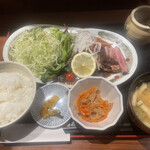 九州博多料理 もつ鍋 幸 - レモンステーキ定食 1280 ご飯のおかわり自由だが、2度言っても忘れられた…