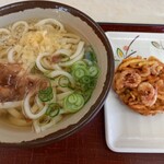 まんぷく堂 - かけ中(300円)+かき揚げ(110円)