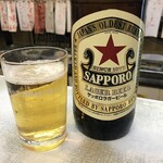 溝畑酒店 - 赤星大瓶480円とおでんの厚揚げ120円