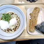 麺の庄つるまる - 日替わりセット 木曜日 とろ玉うどん おむすび(昆布) ちくわ天