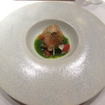 エクアトゥール - マテ貝・サーモン・真鯛の菜の花ソース