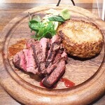 グリルキング - ランプステーキ（ ｸｵｰﾀｰﾎﾟﾝﾄﾞ）1050円  ハンバーグ（150㌘）750円