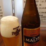 あした葉なかや - モルツ瓶ビール。珍しい。