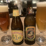 Peter Luger Steak House Tokyo - Anchor Steam (San Francisco) 1100円とBrooklyn Defender, Golden IPA (NY, Brooklyn)