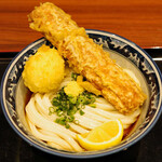 釜たけうどん 明石焼 - ちく玉天ぶっかけ