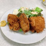 ゆたか食堂 - なごりの牡蠣フライ2,ヒレカツ1