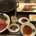 Kagonoya - 2種のまぐろ丼とサーロインステーキセット