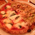 ピッツェリア ノーチェ - ピッツァ（白子・長ネギ・アンチョビ・カラスミとマルゲリータのハーフ＆ハーフ）