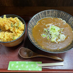 玉川 - カレー南蛮そばとかき揚げ丼小