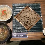 hanako 北堀江 - 日替りランチB： 牛みぞれつけざる蕎麦、じゃこの土鍋ご飯 明太子のせ