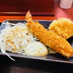 上等カレー - エビフライ＆竜田揚げ ドアップ(カレーうどん定食 780yen)