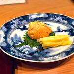 日本料理 たかむら - ◎ 秋田産鮟肝の旨煮ペーストと黄韮のお浸し