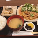 Yorimichi - 豚肉の生姜炒めとさばの塩焼きご飯大盛