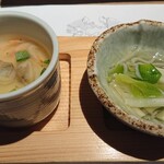 Torarembou - 前菜 桜海老と浅利の茶碗蒸しと？？菜や葉