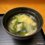 かわ広 - 若芽と豆腐の味噌汁