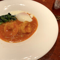 個室中華 頤和園 京橋店 - 大海老のチリソース　ポーチドエッグをそえて