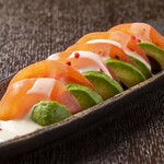 Japanese style caprese with avocado and tomato