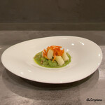 カーサ・デル・チーボ - ホワイトアスパラと蚕豆､桜海老のフリットのガルムージャ