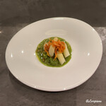 カーサ・デル・チーボ - ホワイトアスパラと蚕豆､桜海老のフリットのガルムージャ