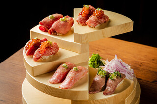 Nikuno Sushi Ichien - 超特選肉刺し握り寿司５種盛り
