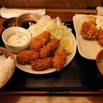 Teke Teke - 瀬戸内海産カキフライ(ご飯小盛り)、チキン南蛮(1個)、唐揚げ(2個)