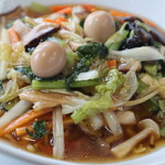 Ankake Yakisoba with plenty of vegetables, comes with organically grown coffee