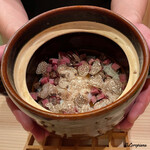 御料理 寺沢 - いわて牛のフィレ肉の炭火焼に温玉､トリュフ