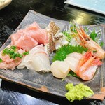 そば処 つる岡 - 通常メニューには無いお願いして作って頂いた刺し盛り1人前