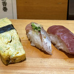 Tsukiji Sushidai - 玉子、いわし、赤身