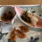 Sousaku Ryourito Tempura Akiduki - 前菜３種