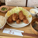 キッチン 高山 - カキフライ定食 ごはん大盛り