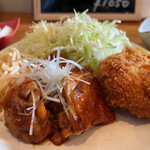 キッチン 高山 - ランチ 照り焼きチキンとコロッケ