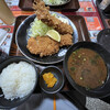 とん吉 - 料理写真:ロースかつ、大きな海老フライ定食　¥1400