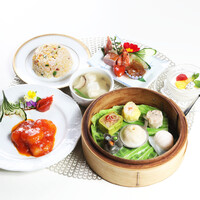 飲茶コース《お茶ポット付き》ワンタンスープ・海老チリ・点心セイロ蒸しなど全6品