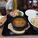 ラー麺 陽はまた昇る - 味玉醤油つけ麺大盛と唐揚げ1個ご飯セット