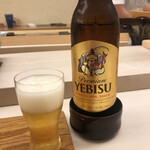 鮨おばな - エビスの小瓶でスタート