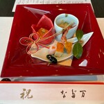 なだ万 シャングリ・ラ ホテル 東京店 - 汲み湯葉豆腐 生雲丹　べっ甲飴 うるい　菜の花浸し 糸賀木 カステラ玉子 車海老山椒焼 サーモン砧巻 黒豆松葉刺し
