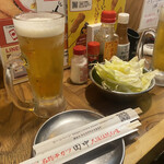 串カツ田中 - ビールとお通し