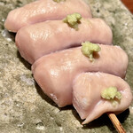 オオクサ - ささみさび焼きは大和肉鶏　しっとりとした食感は絶妙な火入れによる作品です（過去撮影分）