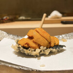 にい留 - 雲丹のせ海苔天