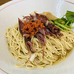 きくや - 富山産ホタルイカ！痛風必至 きくやのホタルイカまぜSOBA〜桜海老と沖漬け飯割付〜