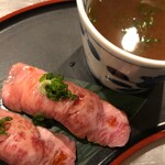 和食 ひじり - 和牛あぶりにぎりとしじみ出汁