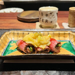 きう - ★和牛ザブトン（神石牛）の蕗の薹包み  白葱  白味噌 ハラペーニョのピクルス
      