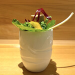 日本料理こまつ - あん肝 菜の花 黄身辛子