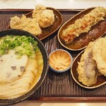 丸天うどん（冷） + 天ぷら群