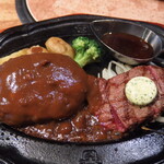 肉の万世 - ハンバーグと国産牛カットステーキランチ（2,110円）