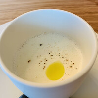 前芝料理店 - ① 淡路新玉葱の温製ポタージュ
