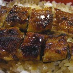 亀の池 浪速 - 鰻はしっかり焼かれていて、表面がかりっとしていてボキ好み。タレはあっさり目だけど、ごはんにもしっかりかかっているのが嬉しいね。とっても美味しかったです。お店の方もとても感じが良かったよ