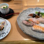 Kaitensushi Sushimaru - ランチ握り寿司セット(980円)