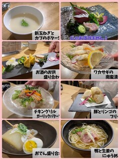 サケラボトーキョー - ある日の8品コース料理一覧 ※季節によって変わります